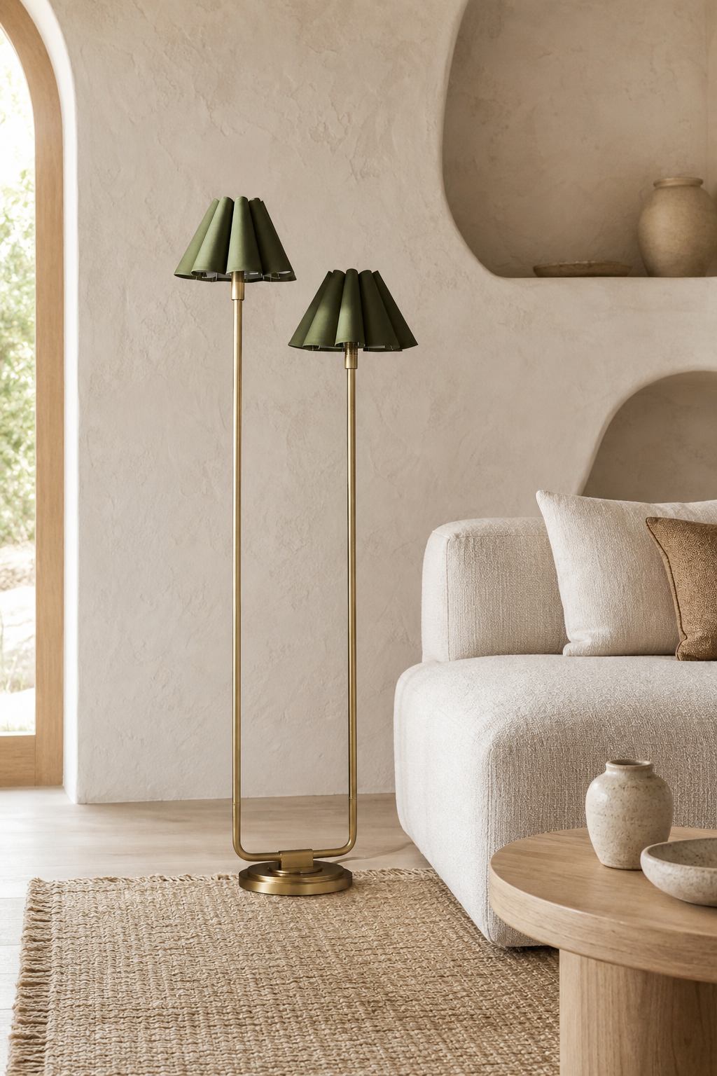 Capirise Gold Scalloped Shade Floor Lamp - Contemporary Metal Lighting for Bedroom