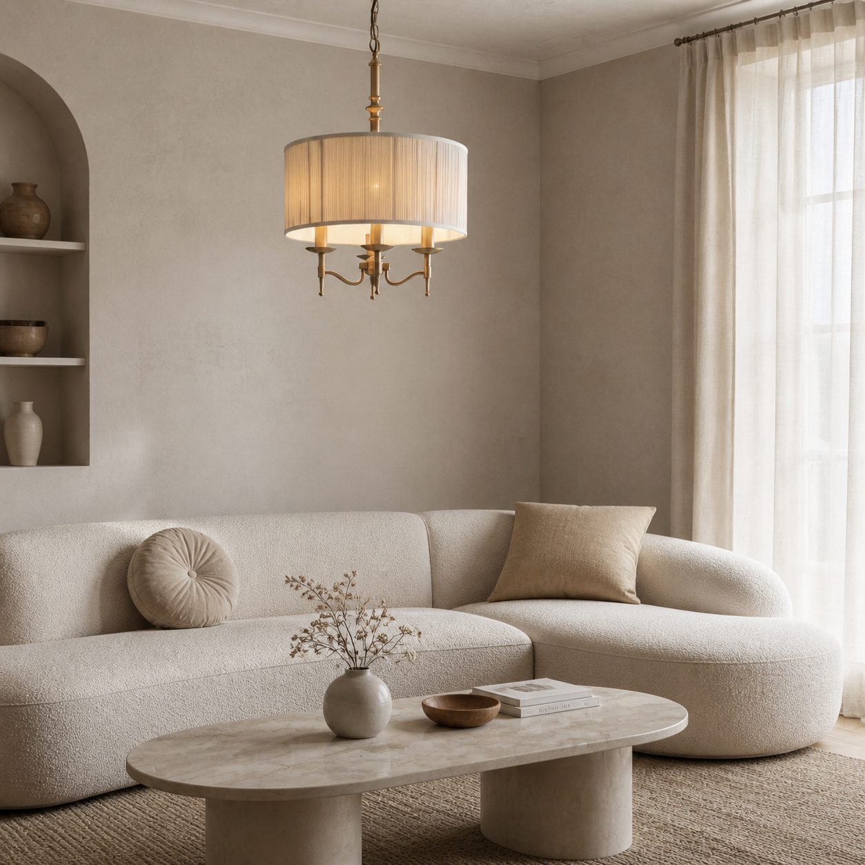 Tela 3-Light Pendant Lamp - Elegant Multi Arm Hanging Light for Living & Dining Spaces