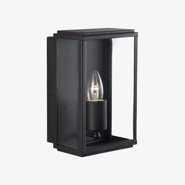 Boxar Outdoor Wall Lantern – Metal Frame and Clear Glass for Porches or Entryways
