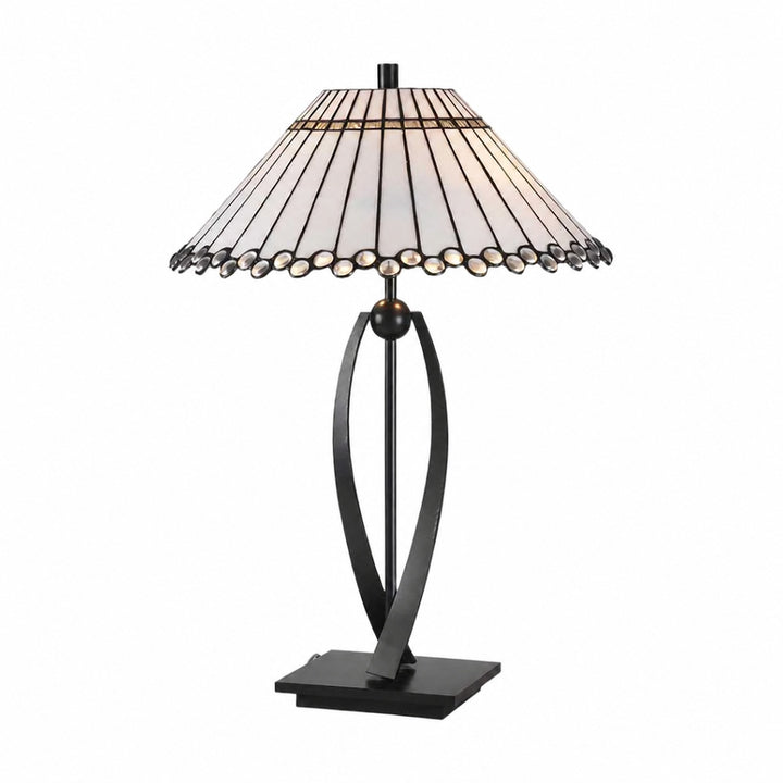 TF Allanton Tapered Table Lamp - Vintage Geometric Glass for Bedside and Study