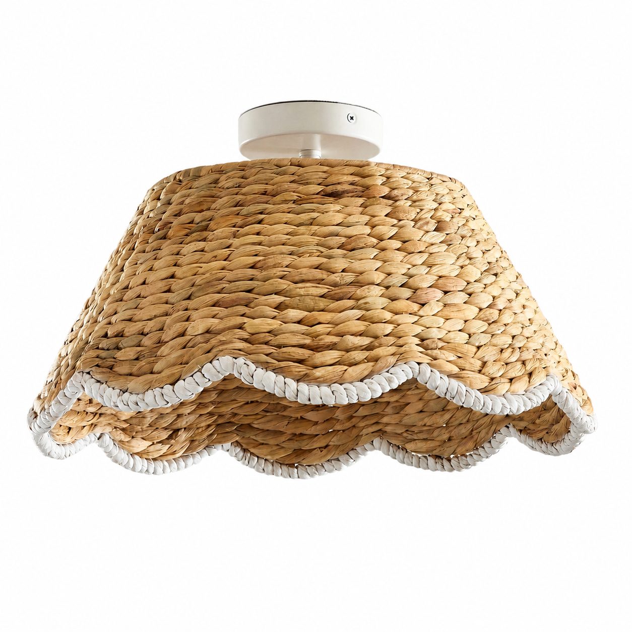 Ruvest Farmhouse Flush Mount Ceiling Light - Scallop Rattan for Warm Interiors