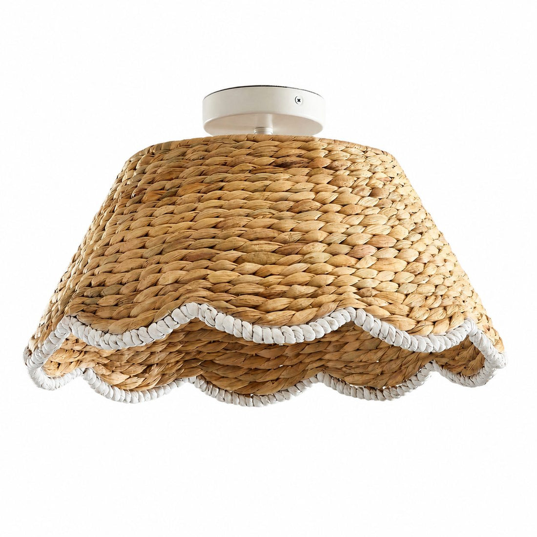 Ruvest Farmhouse Flush Mount Ceiling Light - Scallop Rattan for Warm Interiors