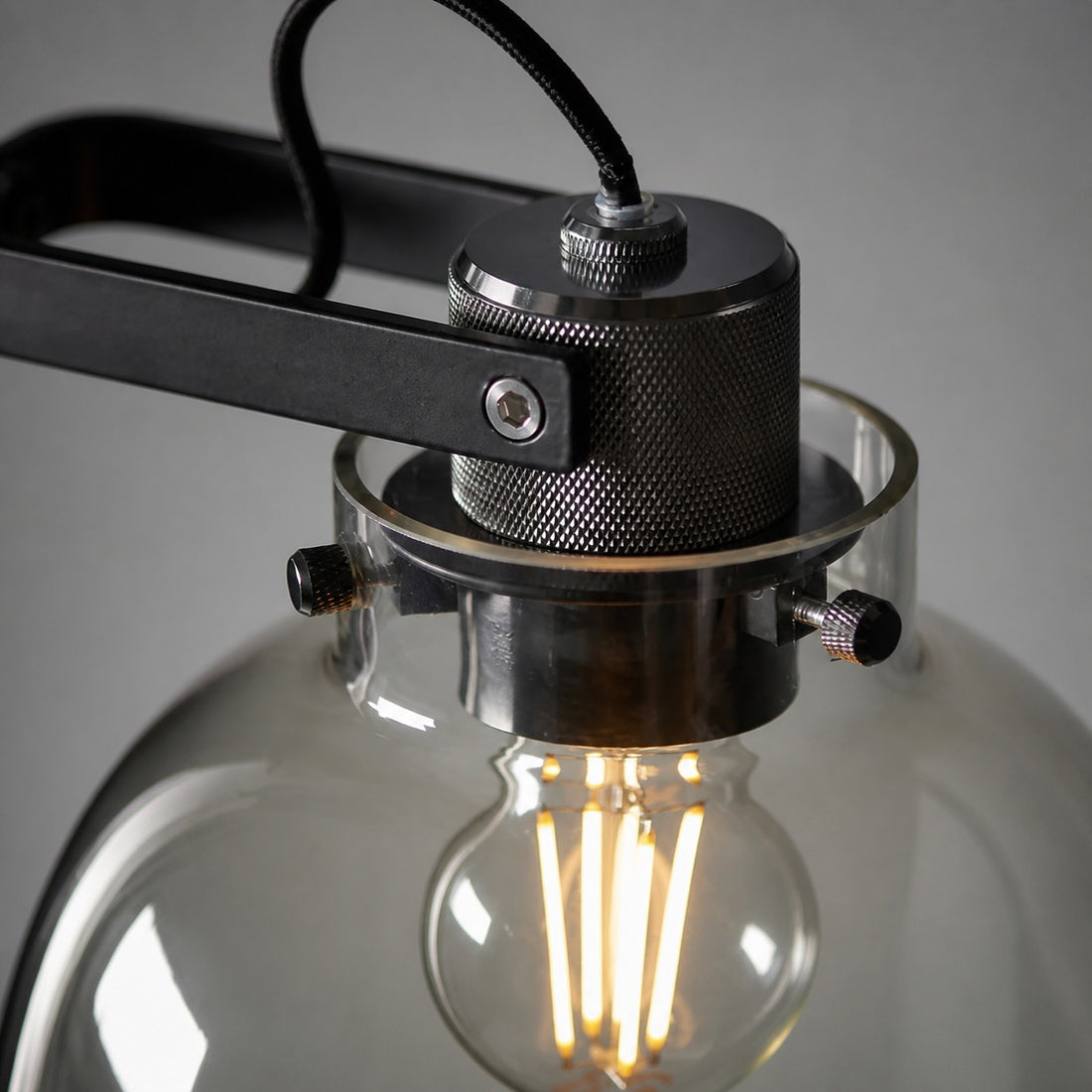 Readium Industrial Floor Lamp - Adjustable Glass Head Metal Base for Living Room and Bedroom