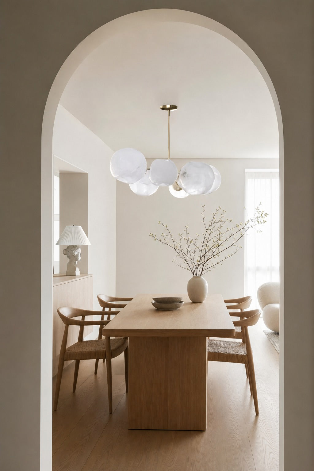 Pawrior Multi-head Organic Glass Spherical Chandelier - Modern Cloud Design Branch Light