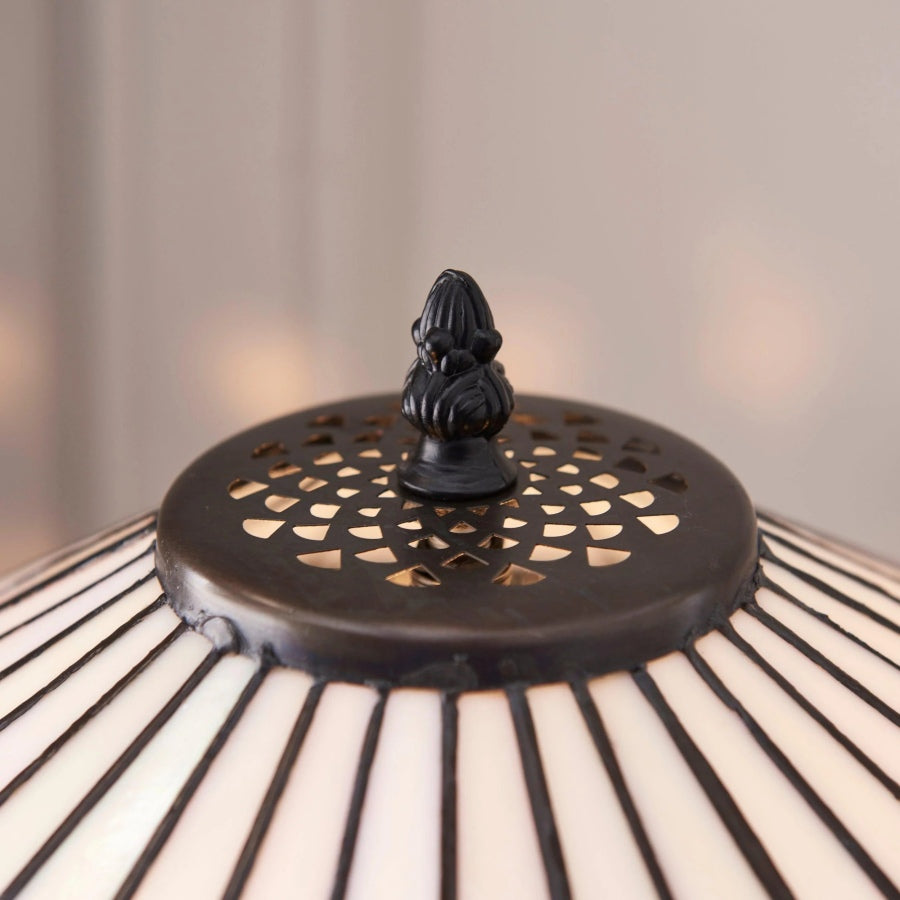 TF Fargo Geometric Tiffany Style Lamp - Amber and Cream Glass Accent Lighting for Bedroom or Study