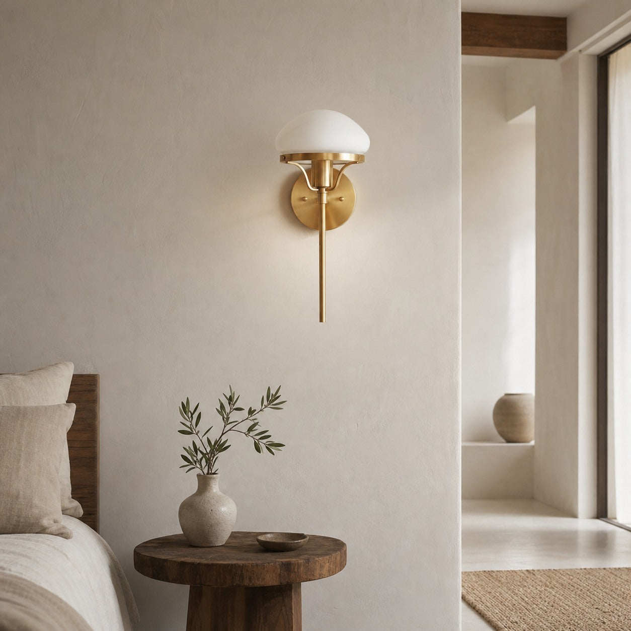Ornato Luxe Modern Art Deco Wall Light - Opal Glass Globe Sconce - Brass or Black