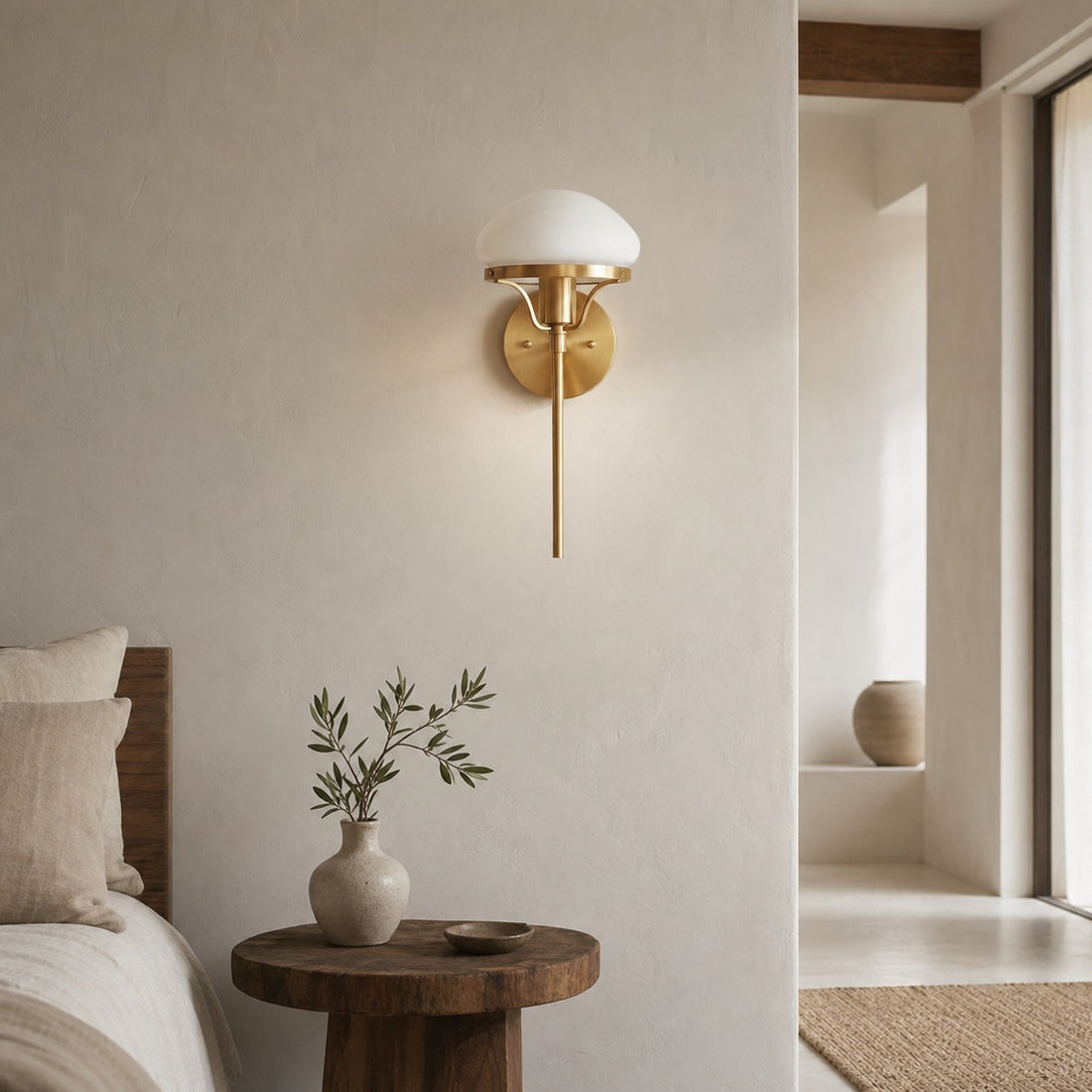 Ornato Luxe Modern Art Deco Wall Light - Opal Glass Globe Sconce - Brass or Black