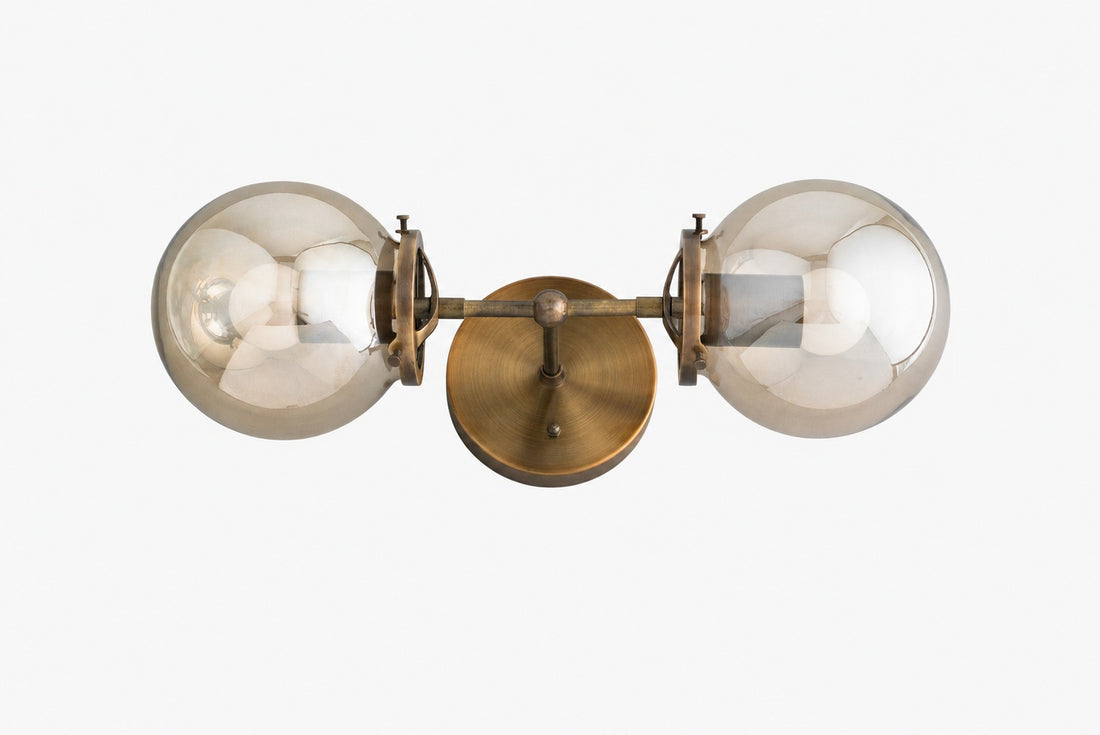 Lumio Globe Double Globe Vanity Wall Light - Rustic Farmhouse Bathroom Wall Fixture