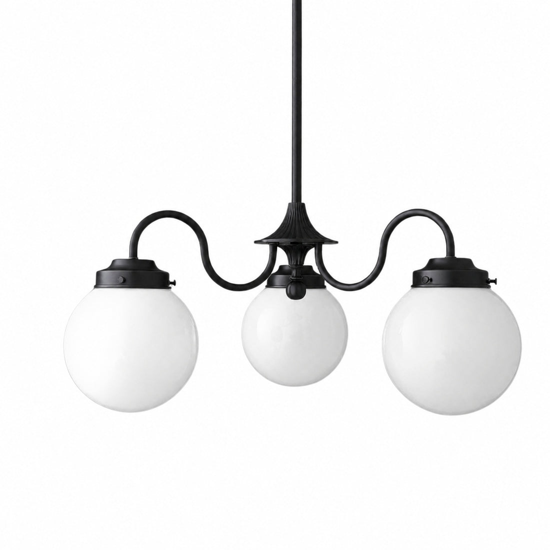 Glorica Glass Vintage Globe Chandelier - Brass 3-Light Frosted Glass Hanging Fixture