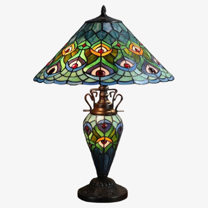 TF Oldbury Desk Lamp - Handcrafted Stained Glass Lamp for Bedroom Reading