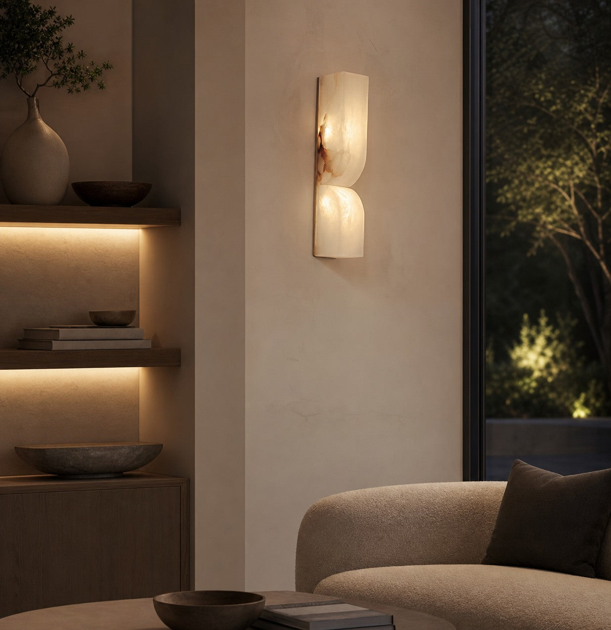 Modern Rectangular Alabaster Wall Lamp – Minimalist Sconce for Bedroom Hallway Living Room