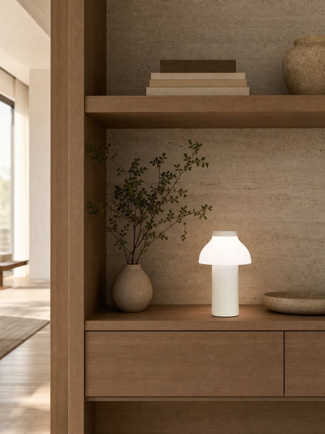 Modern Portable Table Lamp – Minimalist Rechargeable Light for Indoor Outdoor Use