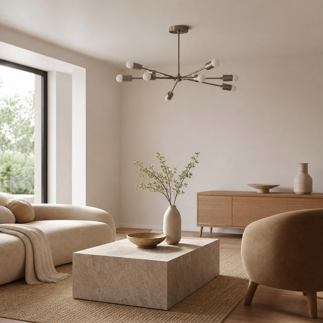 Mobilux Line Modern Chandelier - Mid Century Ceiling Light Fixture
