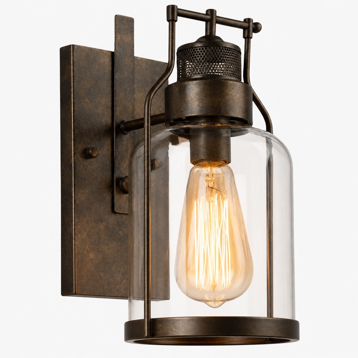 Ivoran Industrial Cylinder Wall Sconce - Glass Shade Design, Modern Wall Lighting U12