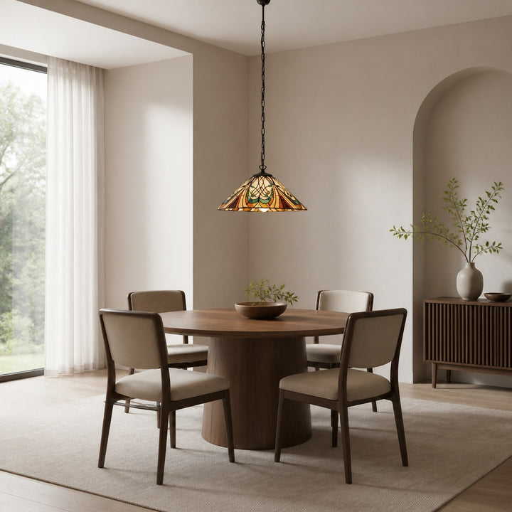 TF Hector Pendant Light – Art Nouveau Stained Glass Decorative Light for Dining or Living Room