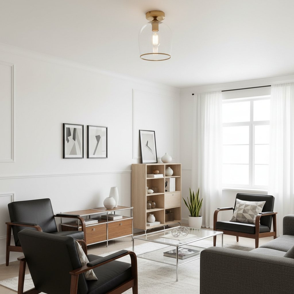 Brazara Dome Ceiling Light - Industrial Ribbed and Clear Glass for Living Room