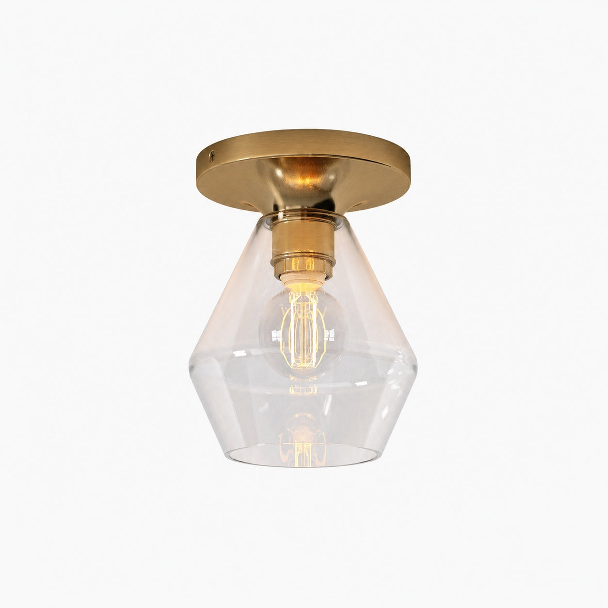 Merin Minimalist Sleek Geometric Glass Flushmount Light