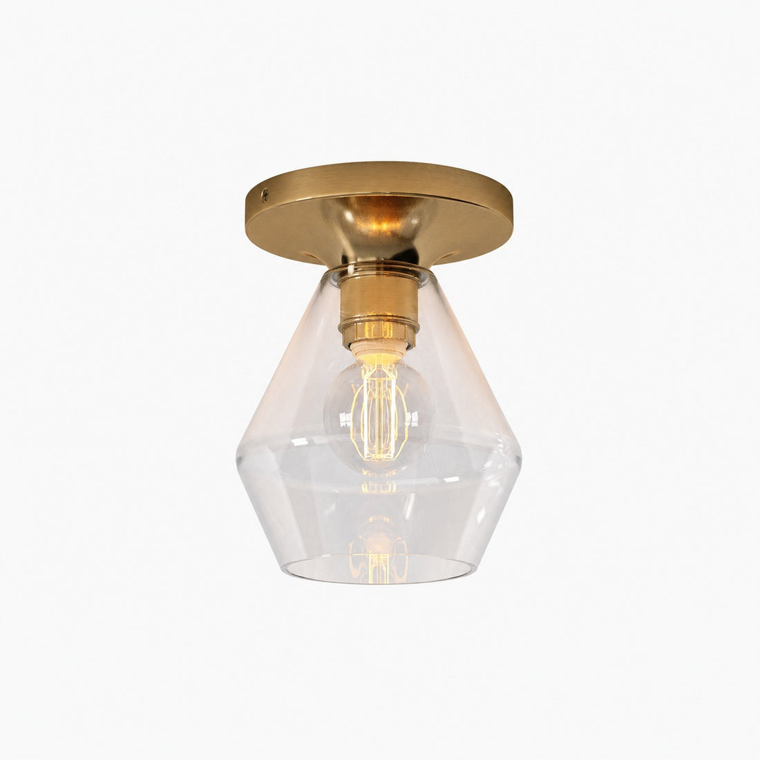 Merin Minimalist Sleek Geometric Glass Flushmount Light