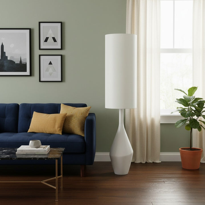 Lumera Organic Modern Ceramic Floor Lamp - Asymmetrical Sculptural Form and Ambient Lighting for Bedroom