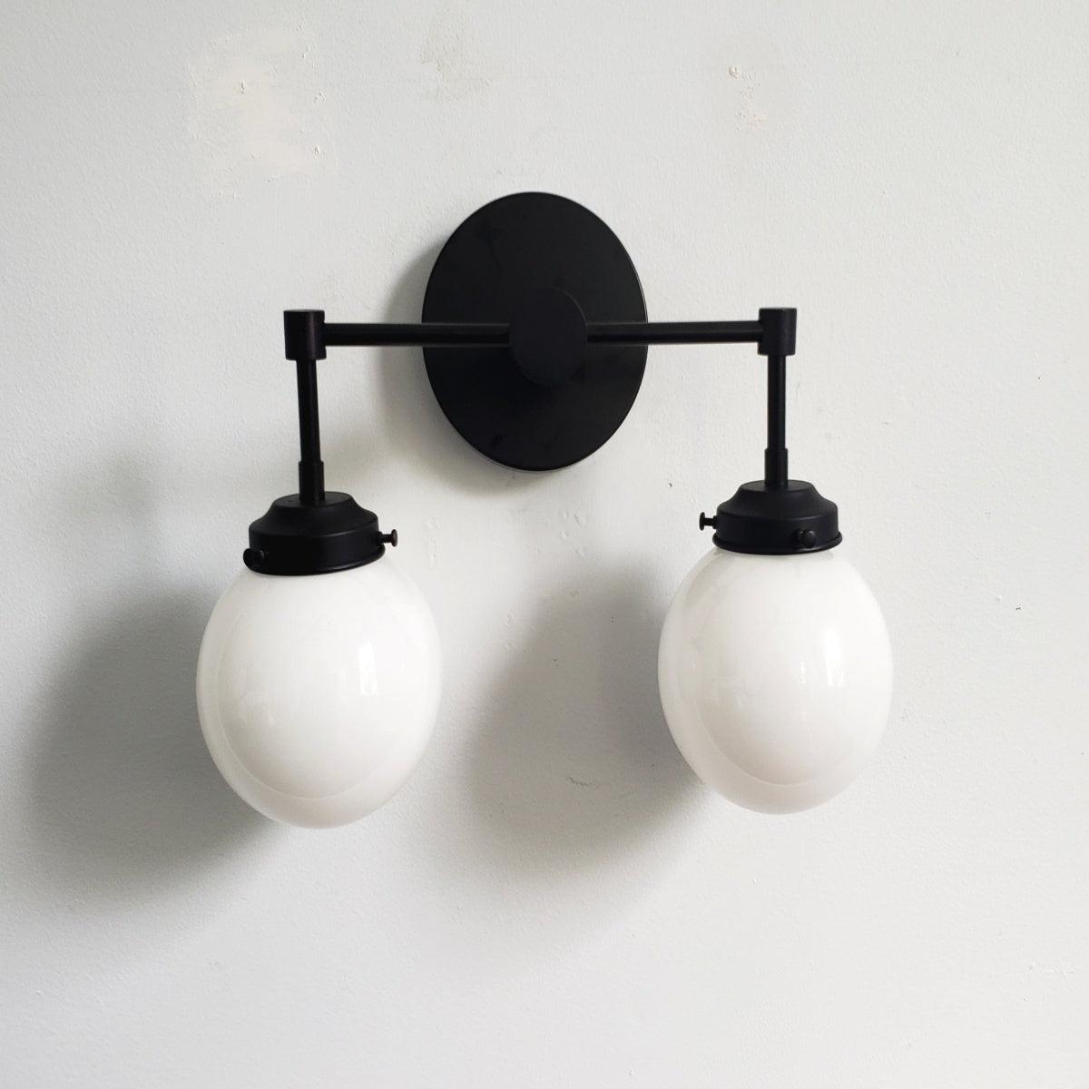 Two-Light Sconce - Double Head Glass Bathroom Wall Light