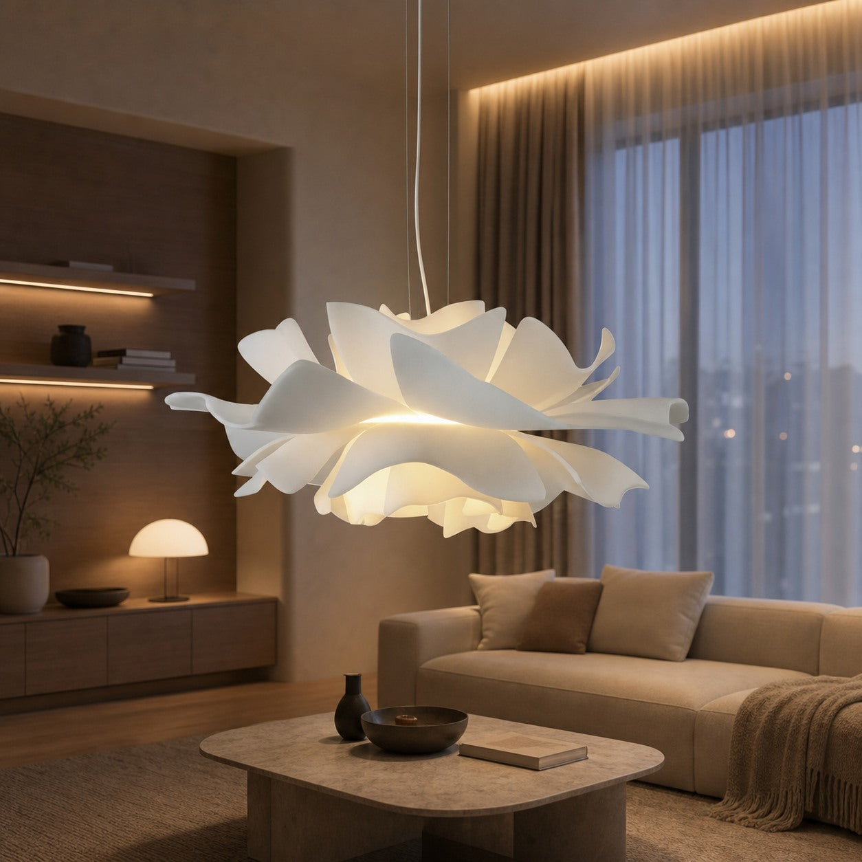 Blossenari Nordic Flower Design Pendant Lamp – Sculptural Floral Ceiling Light for Living Room N34