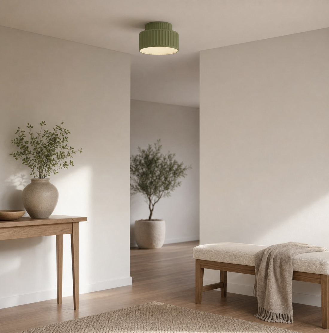 Tierna Bowl Flush Mount Ceiling Light - Soft Sculptural Nordic Form for Entryway