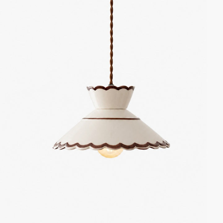French Vintage Scalloped Ceramic Pendant Light 2