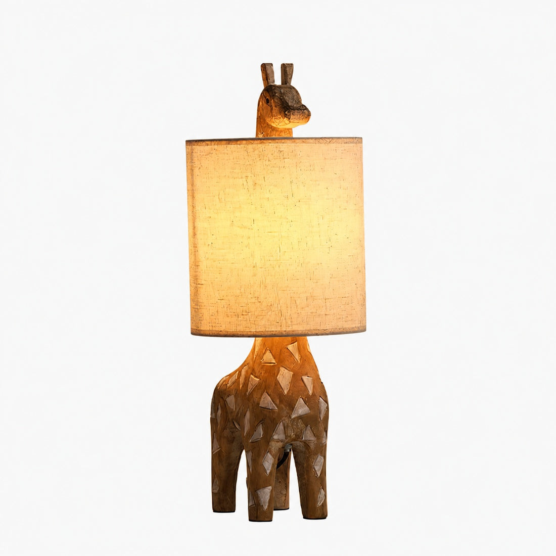 Carved Wood Animal Table Lamp
