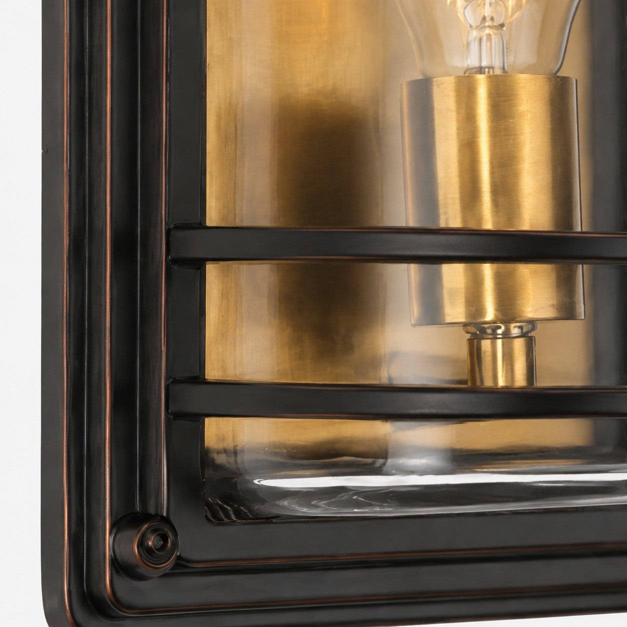 Bronze Caged Glass Modern Outdoor Wall Sconce for Porch and Entryways