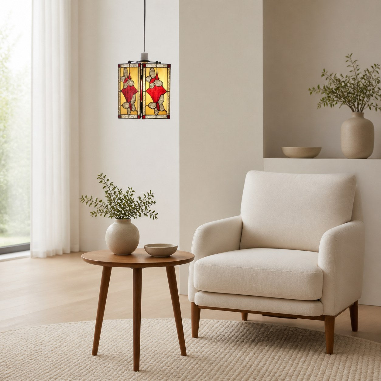 TF Butterfly Pendant Lamp — Artistic Stained Glass Pendant Light for Living Room or Bedroom