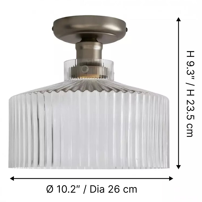 Ribora Vintage - Inspired Ribbed Glass Ceiling Lamp - Industrial Style Flush Mount for Modern Interiors U05