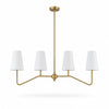 Strellux linear chandelier in brass finish with white shades