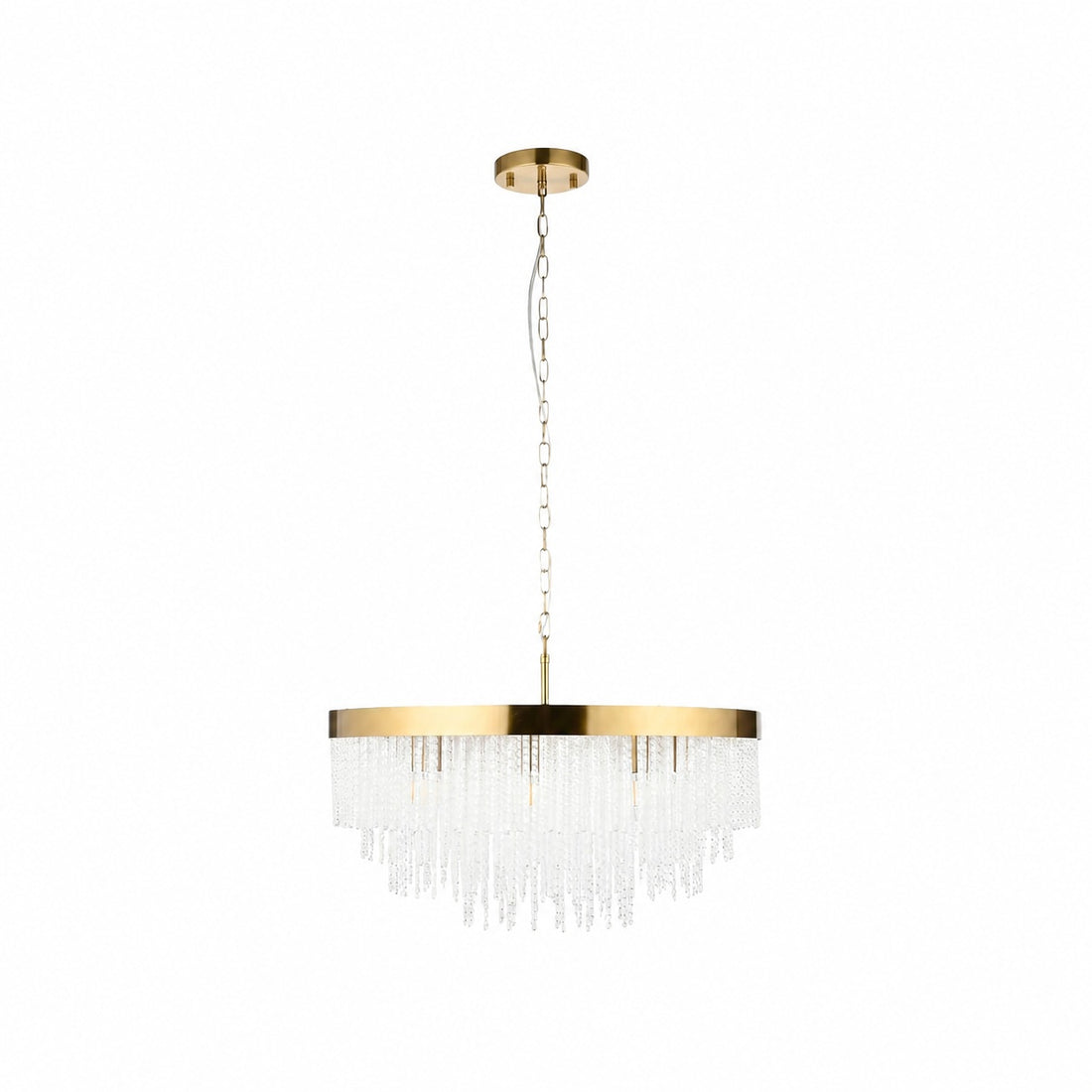 Cavara Multi-Tier Glass Rod Chandelie – Tiered Brass Pendant for Dining and Entry
