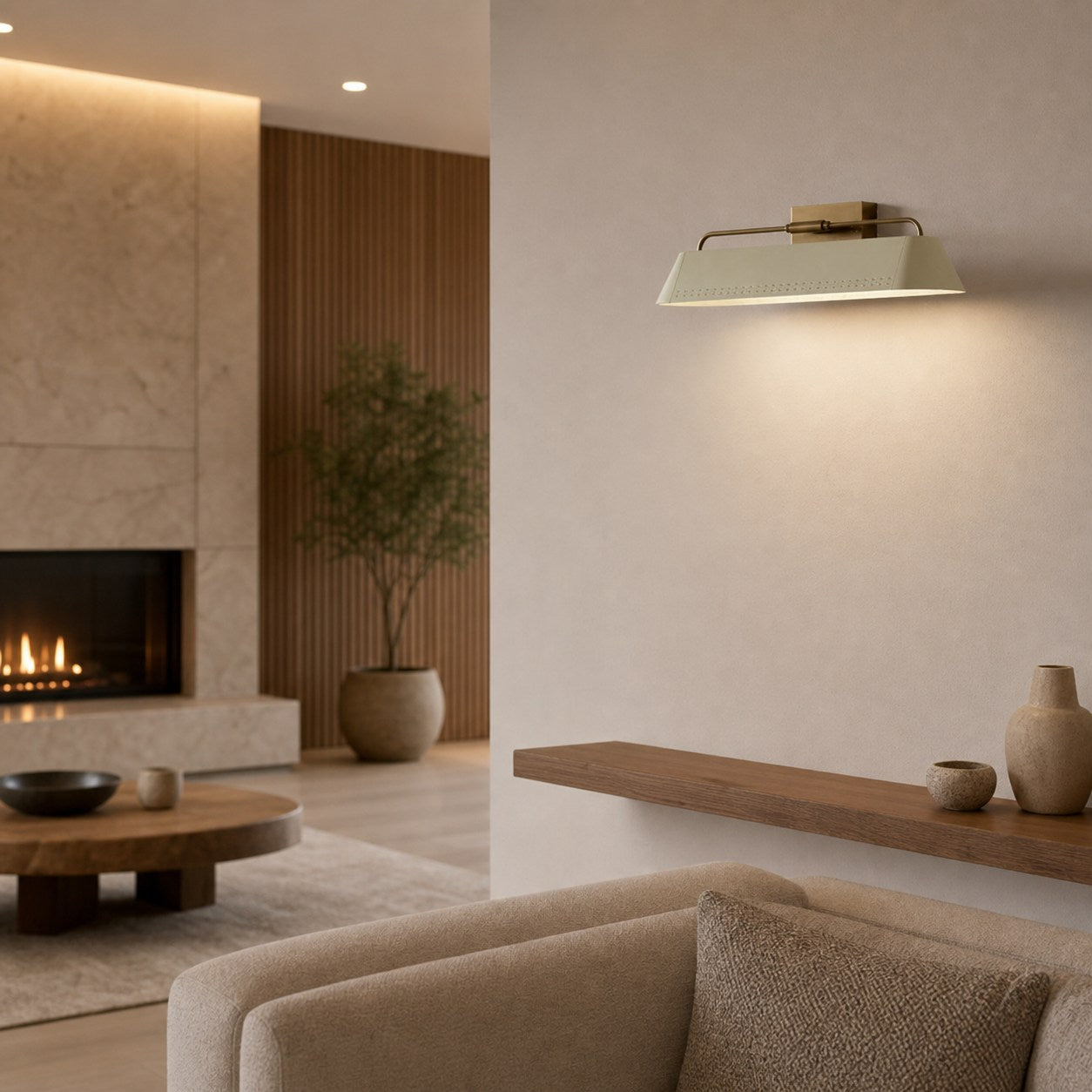 Libris Wall-Mounted Picture Light - Modern Steel Frame with Soft Sand Shade for Entryway & Dining