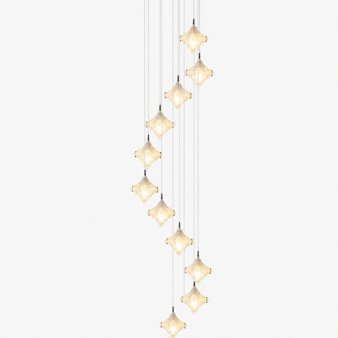 Art Deco Star Staircase Pendant Light – Frosted Glass Hanging Fixture –  Astris Altair