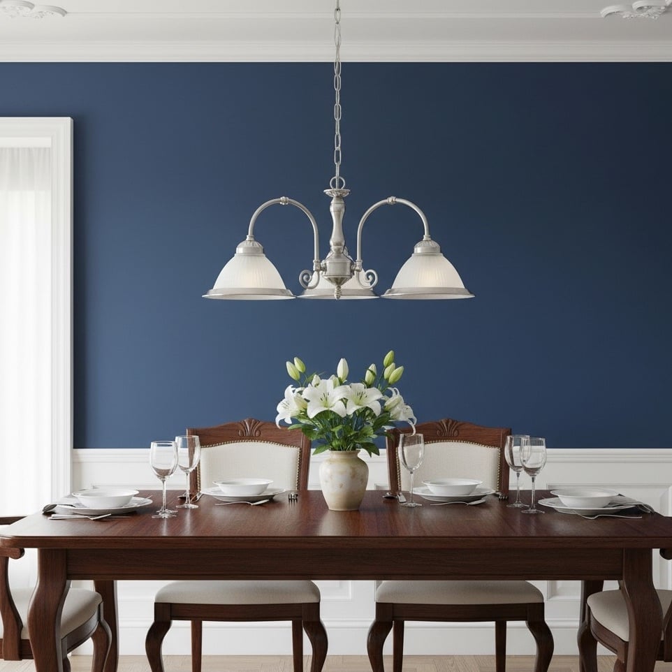 TF Vintora Ribbed Glass Pendant Light – Elegant Metal Trim for Kitchens, Dining Areas and Hallways
