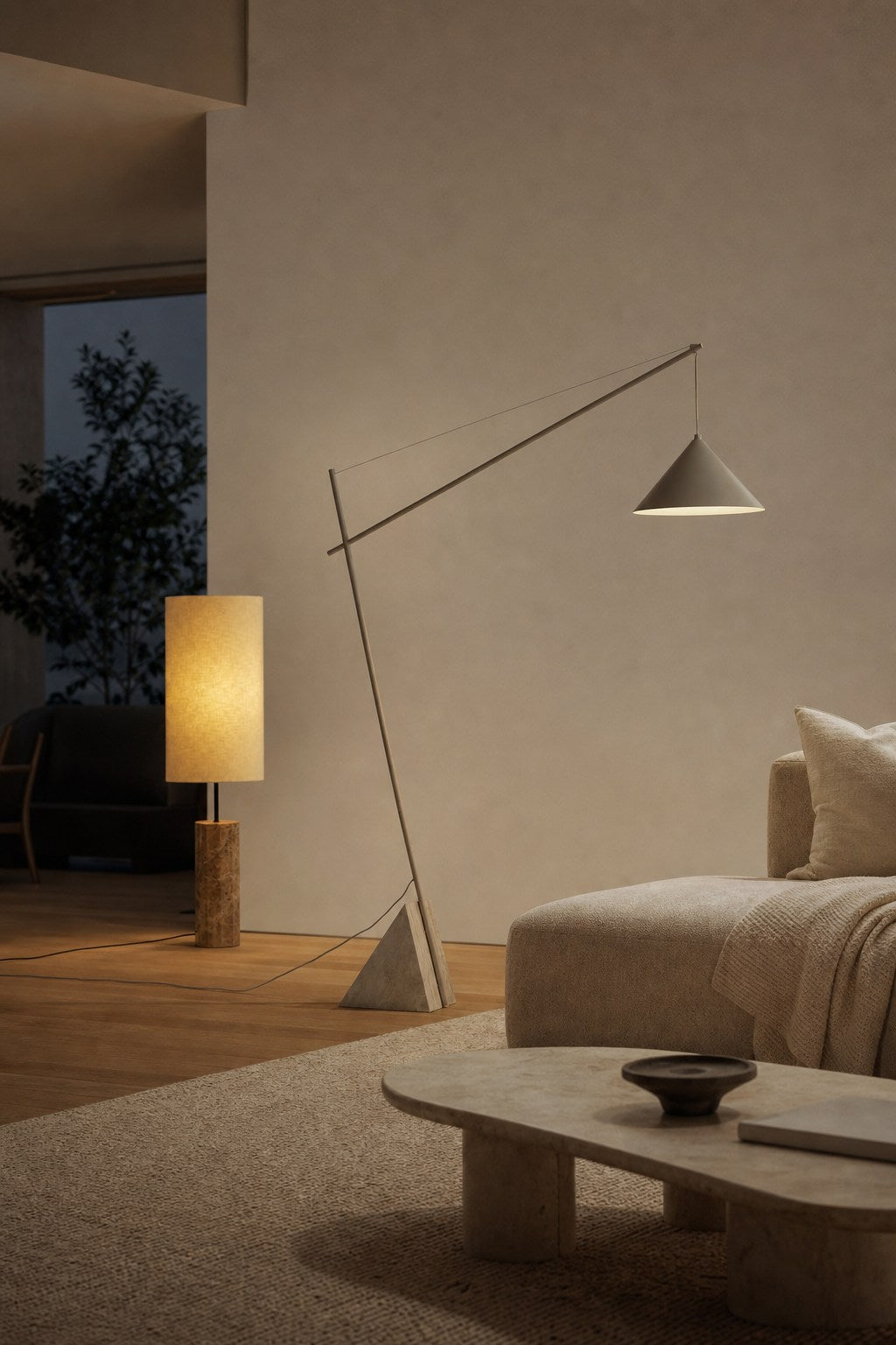 Grande Travertine Floor Lamp
