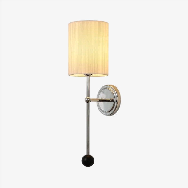 Solmire Pleated Wall Sconce - White Fabric Shade and Chrome Metal Frame for Bedroom and Living Room