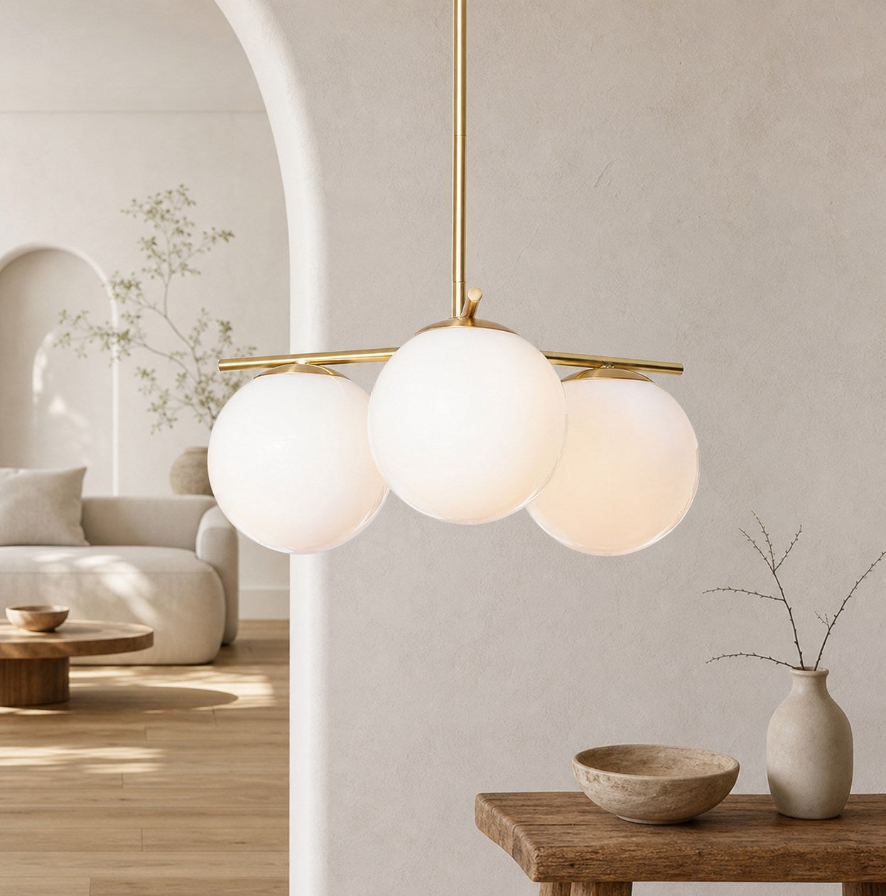 Alessora Brass Milk Glass Chandeliers- Great for Covered Outdoor Areas