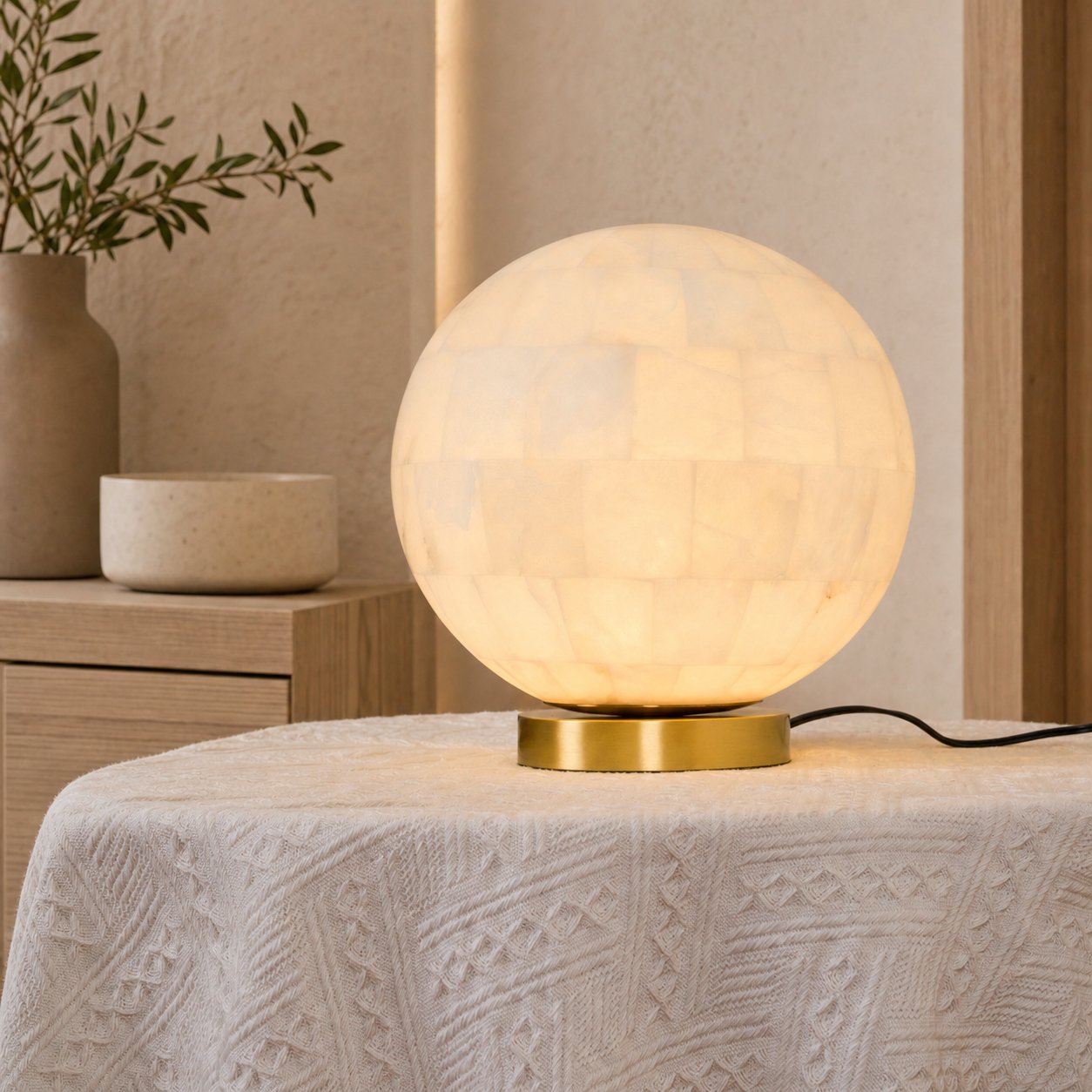 Alabaster Ball Table Lamp