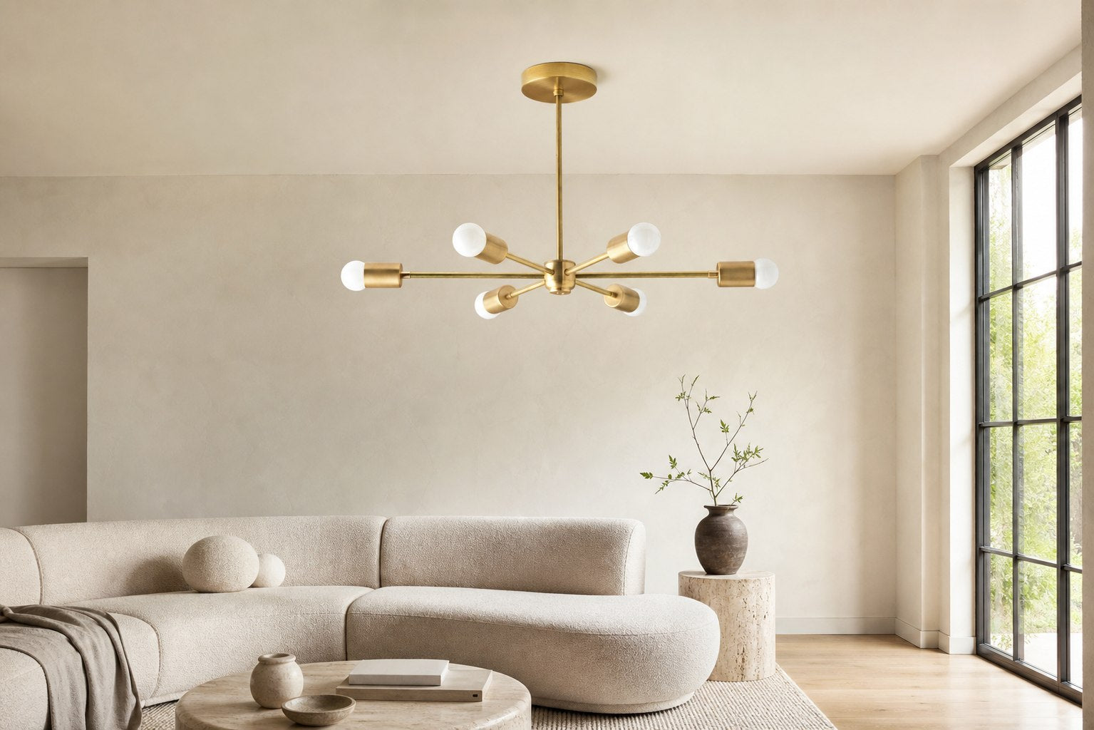 Mobilux Line Mid Century Modern Chandelier - 6 Heads Hanging Ceiling Light