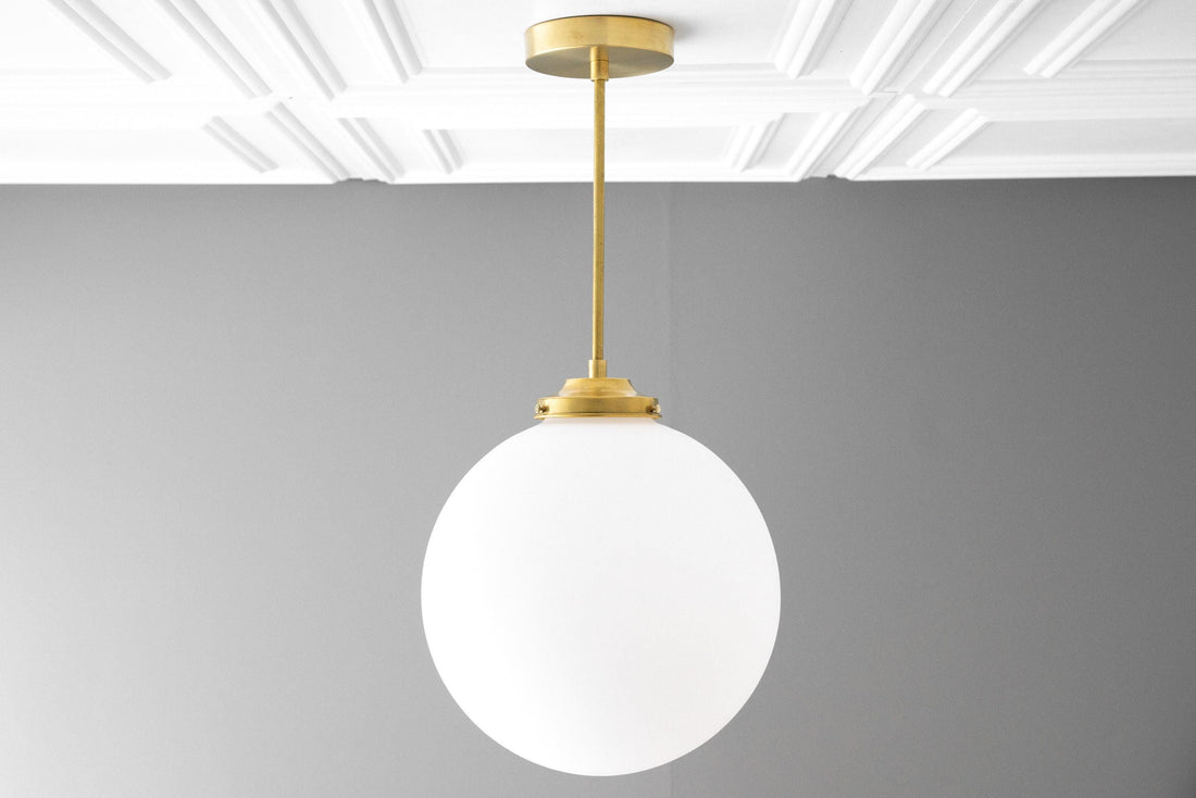 Glorica Glass 12 Inch Globe Ceiling Light - Frosted Glass Art Deco Pendant And Flush Mount