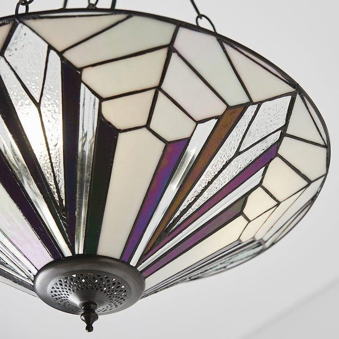 TF Astoria Decorative Stained Glass Semi Flush Light – Art Deco Ceiling Fixture for Entryways & Lounges