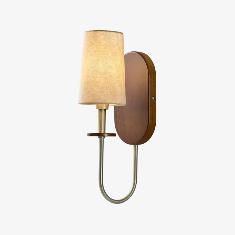Solid Wood Fabric Wall Sconce