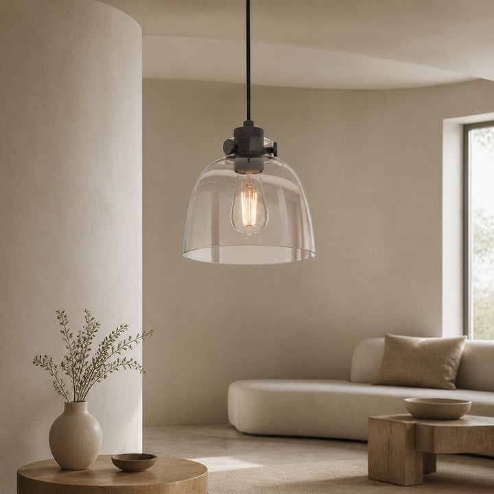 Readium Tinted Glass Pendant Light - Minimalist Dome Shade Adjustable for Kitchen Island and Dining Room