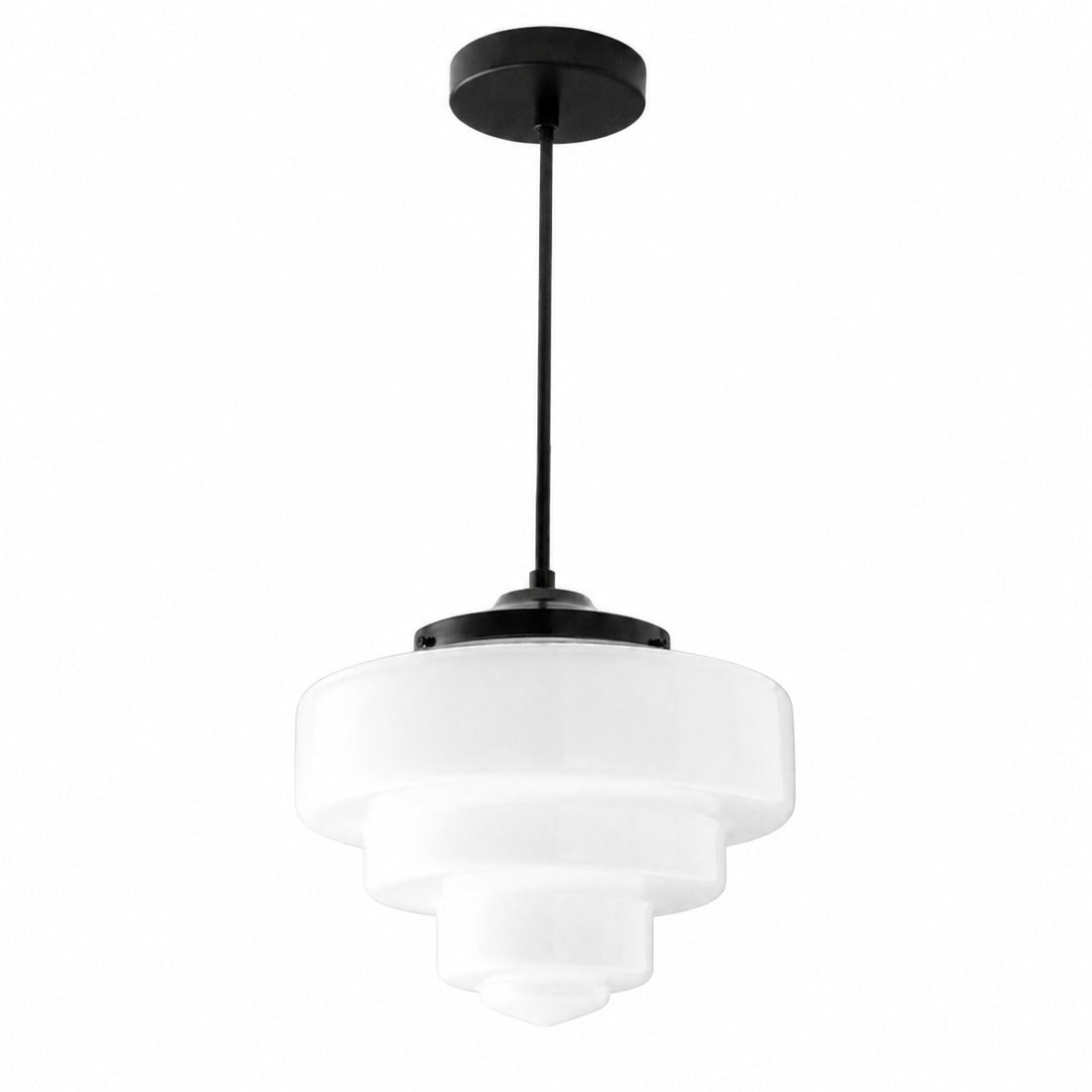 Geotower Glass Brass Pendant Light – Art Deco Opal Globe Ceiling Fixture