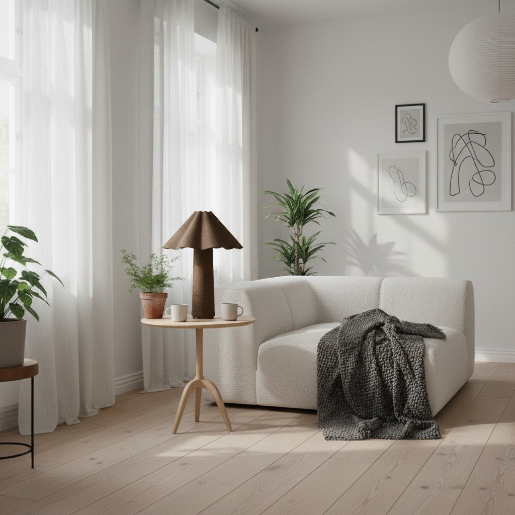 Weavara Contemporary Accent Table Lamp – Fabric‑Covered Decorative Lighting for Living Space or Office