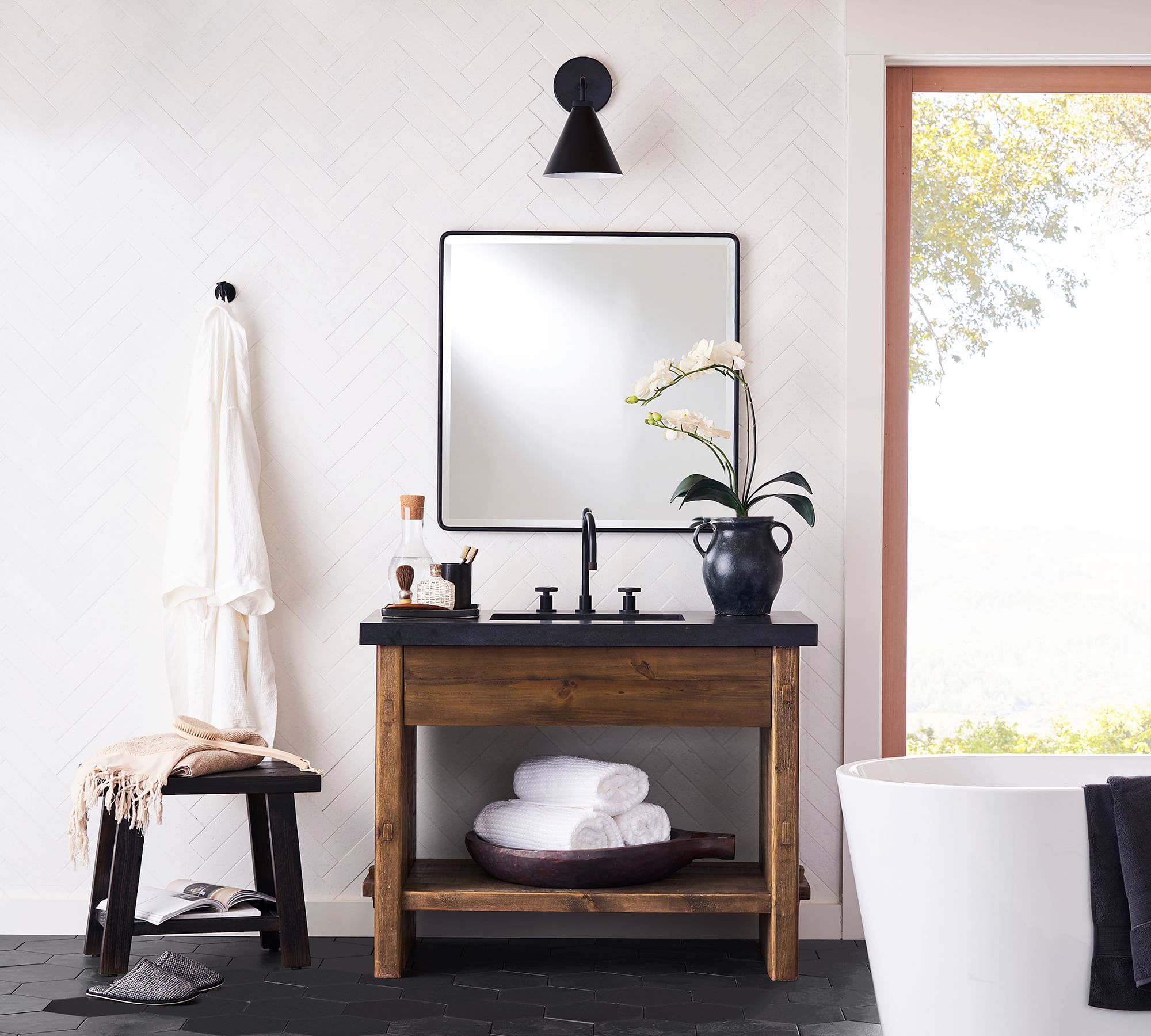 Korvi Iron Tapered Sconce Light - Wall Fixture in Black or Brass