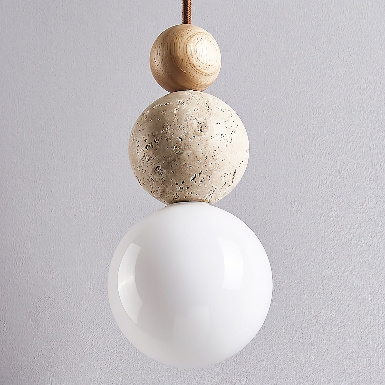 Modern Travertine Stone Globe Pendant Lamp