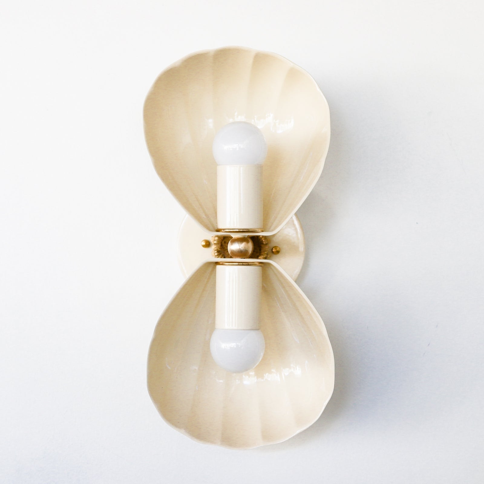 Coastal Shell Wall Light - Double Sconce with Steel and Brass Finish